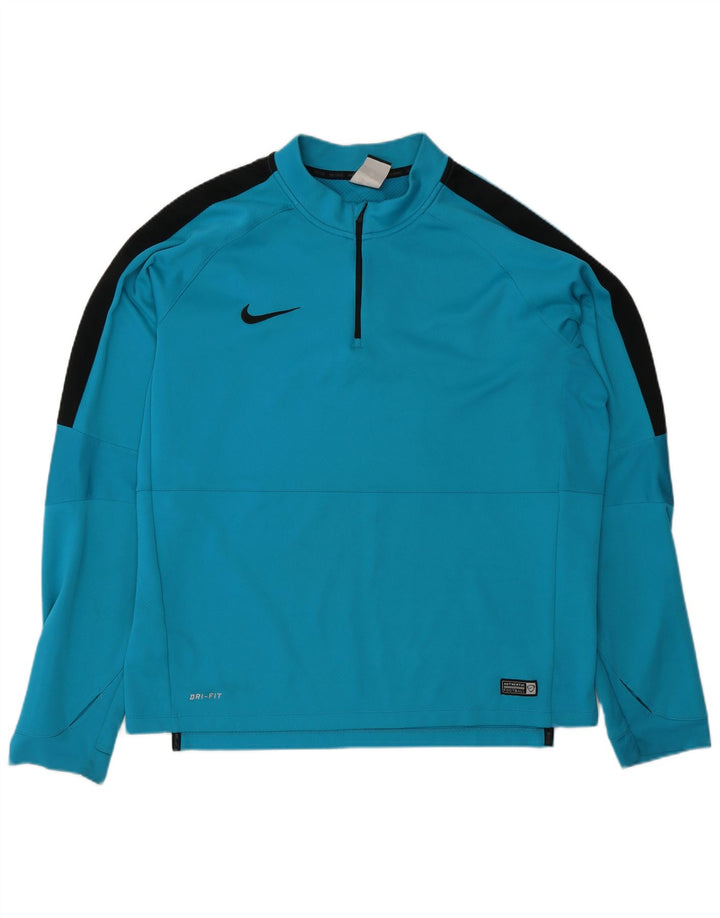 Top della tuta da ginnastica Nike Dri Fit con collo e zip da uomo XL Blu Colourblock