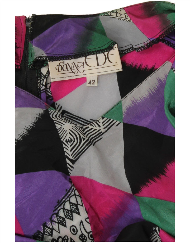 Abito vintage a sirena da donna IT 42 medio multicolore geometrico