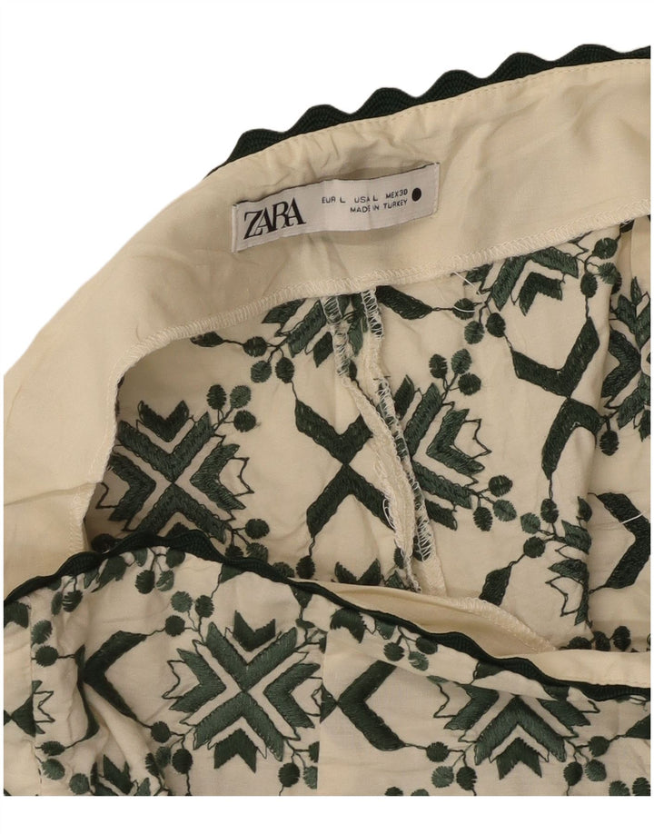 Pantaloncini casual da donna Zara grandi W30 bianco sporco geometrici