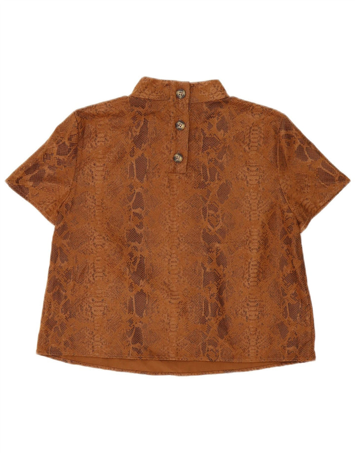 Top in camicetta da donna Zara UK 14 Poliestere con stampa animalier marrone medio