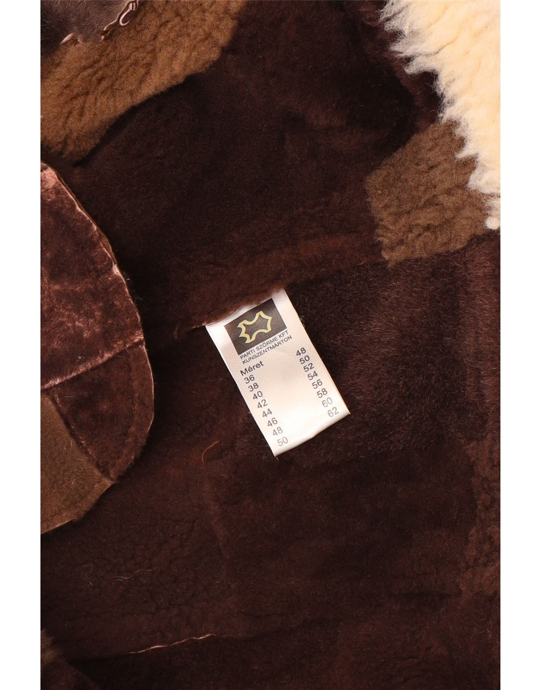 Gilet in shearling da donna VINTAGE EU 36 piccola pelle patchwork marrone