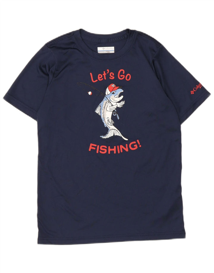 Maglietta grafica da ragazzo Columbia Top 10-11 anni poliestere medio blu navy