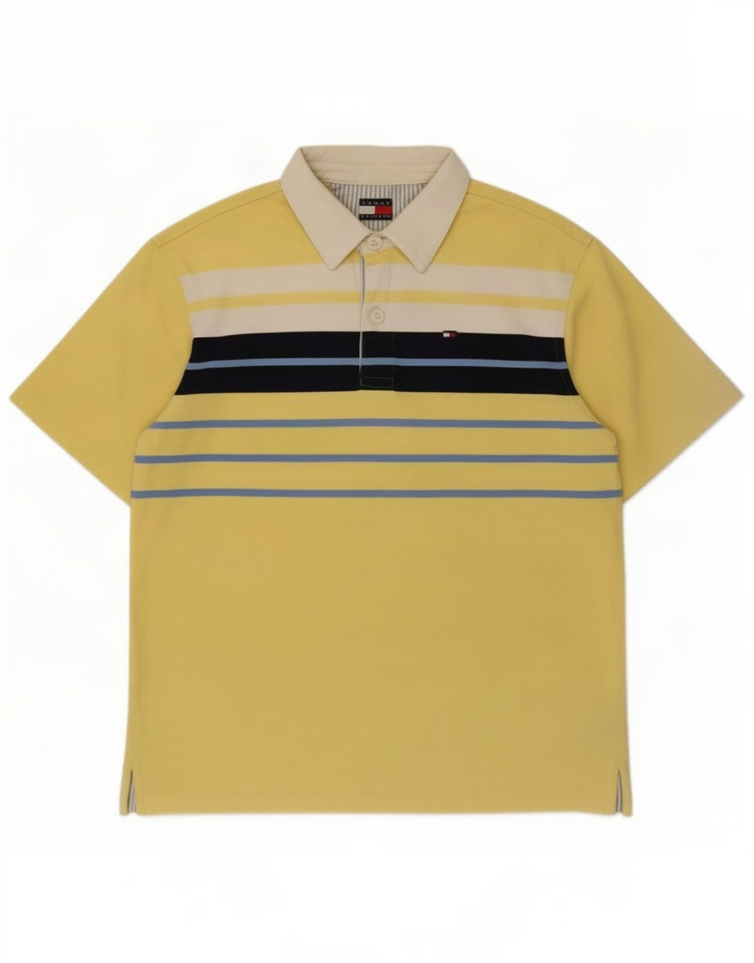 Polo da rugby da uomo Tommy Hilfiger a righe gialle medie