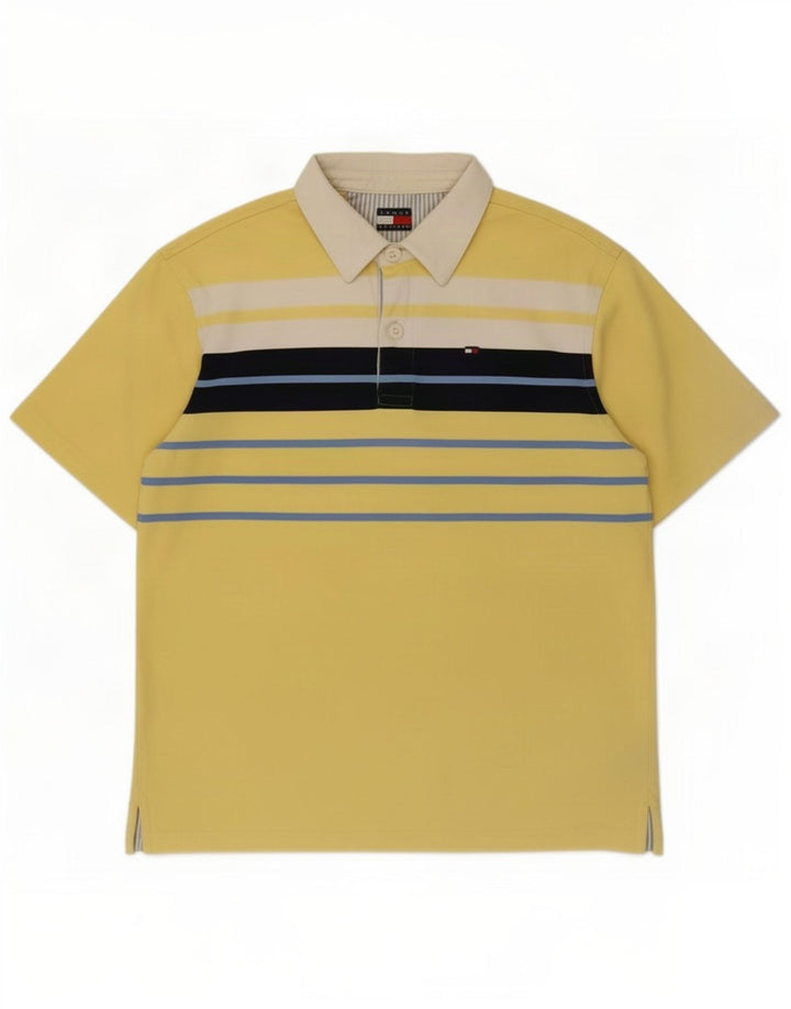 Polo da rugby da uomo Tommy Hilfiger a righe gialle medie