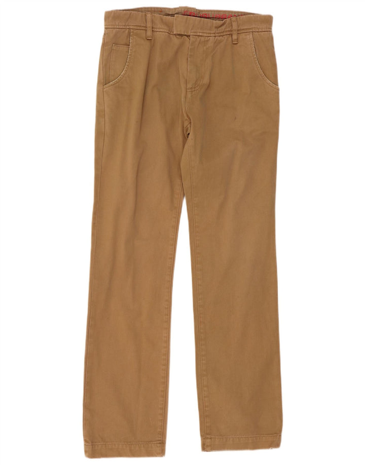 Pantaloni da abito dritti da uomo Guru W33 L33 in cotone marrone
