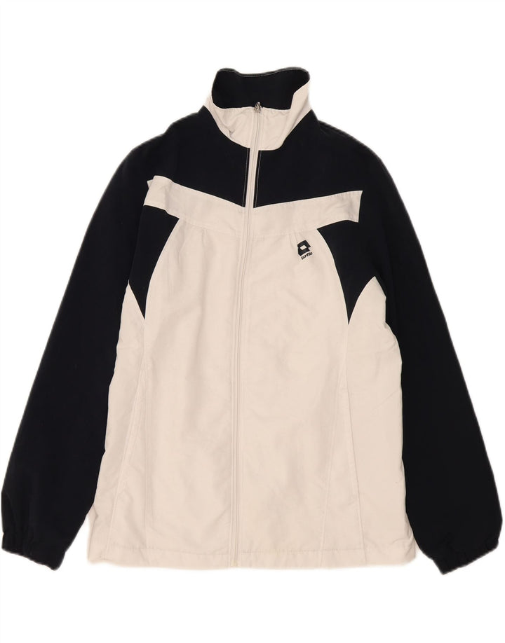 LOTTO Mens Tracksuit Top Jacket Medium White Colourblock Polyester Vintage Lotto and Second-Hand Lotto from Messina Hembry 