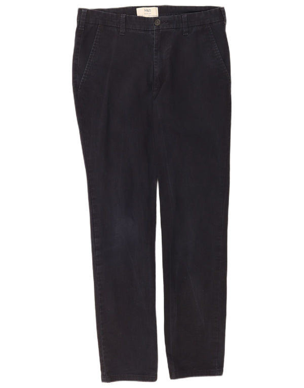 Marks & Spencer Mens Slim Fit Chino Trousers W30 L31 Navy Blue Cotton
