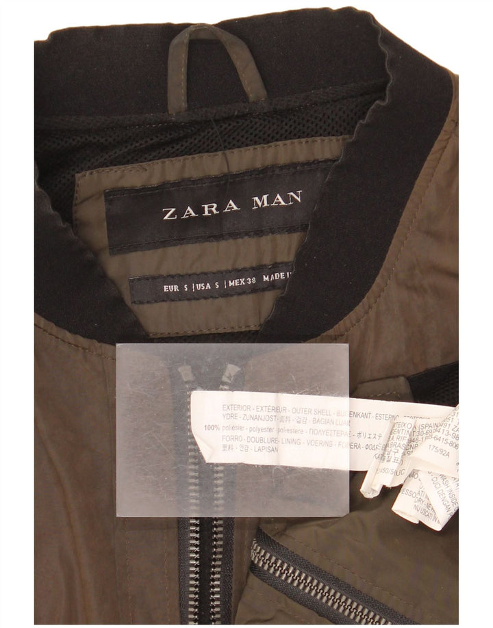 Giubbotto bomber da uomo Zara UK 36 piccolo poliestere marrone