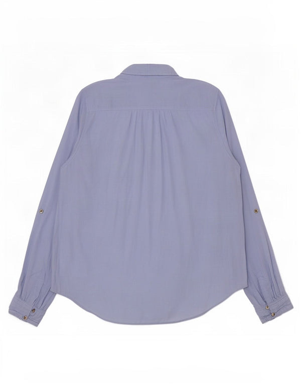 Camicia pullover da donna Hollister UK 14 cotone blu medio