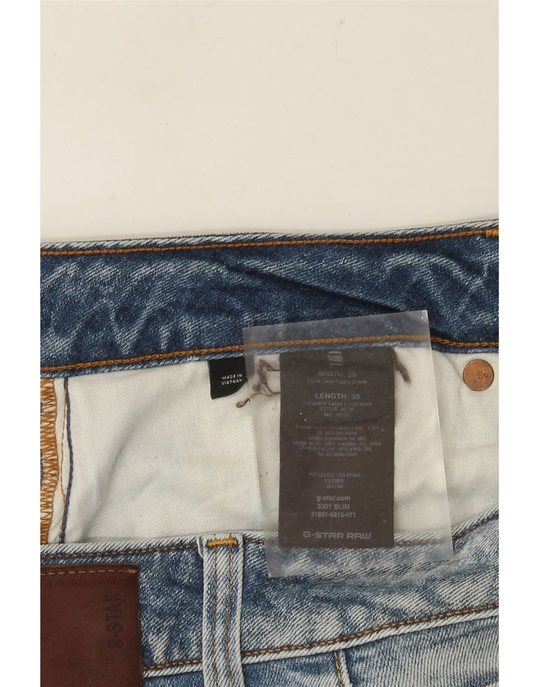 Jeans slim da uomo G-Star 3301 W36 L38 cotone blu