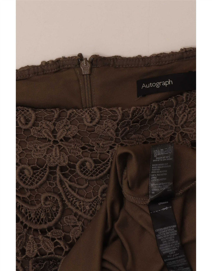 Gonna dritta autografa da donna Marks & Spencer UK 12 media W30 kaki