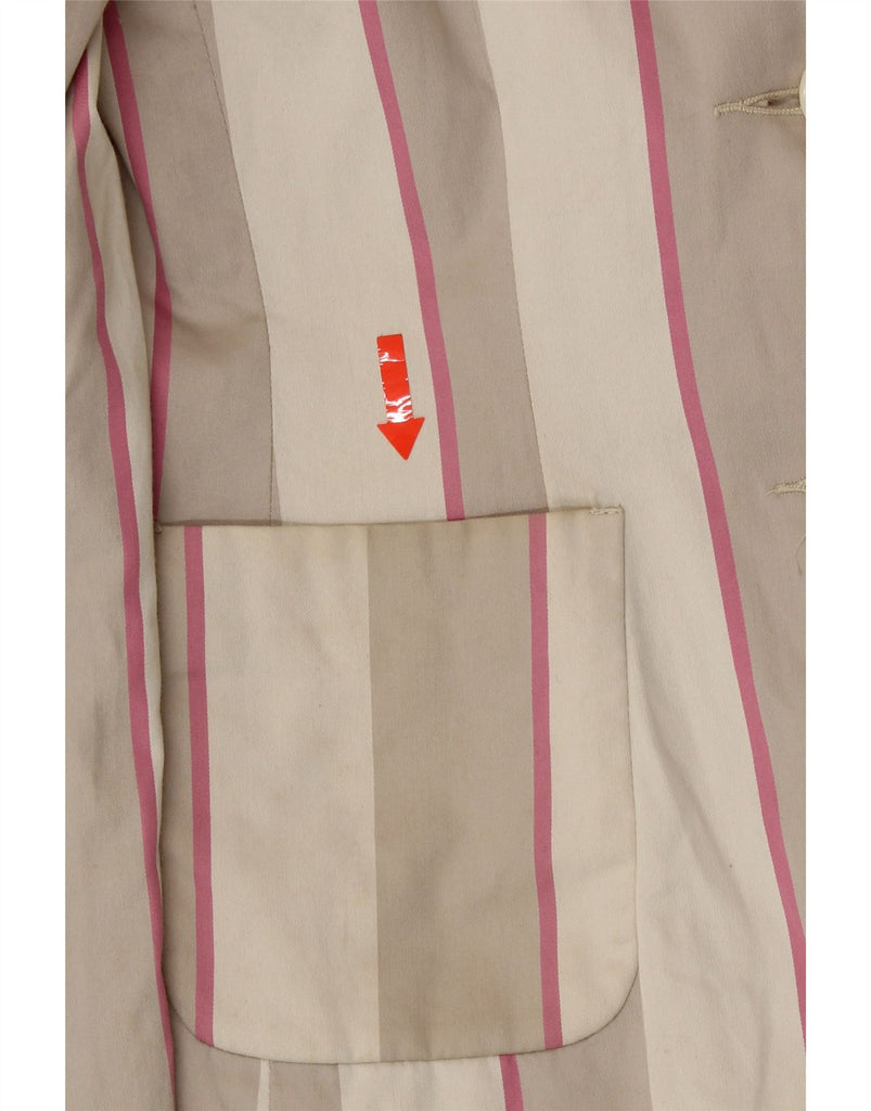 BEN SHERMAN Womens 2 Button Blazer Jacket UK 10 Small Beige Striped Cotton Vintage Ben Sherman and Second-Hand Ben Sherman from Messina Hembry 