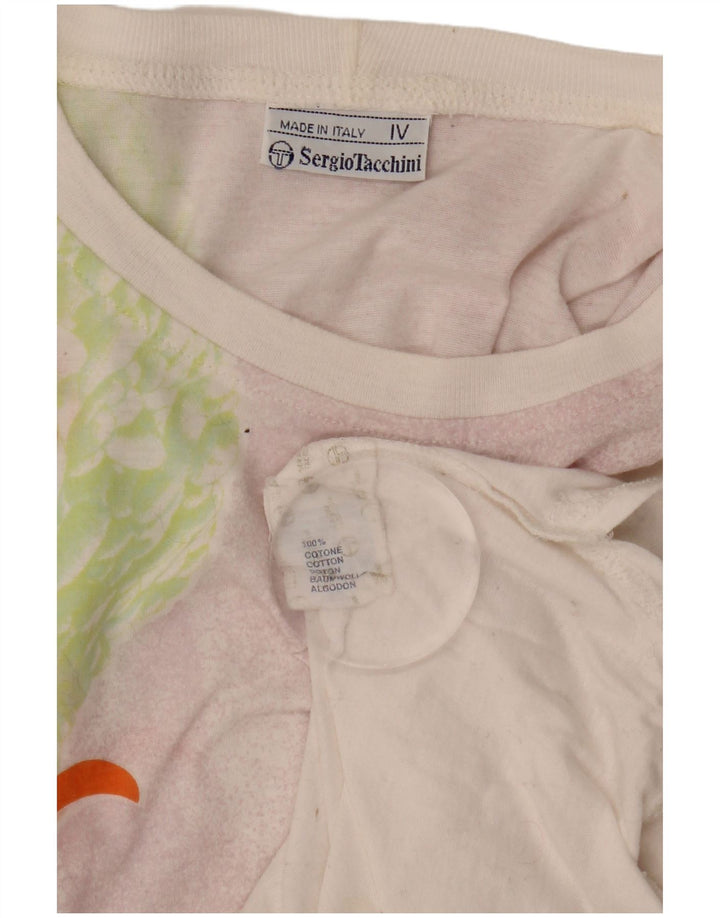 SERGIO TACCHINI T-shirt grafica da donna Top US 12 Large White Floral Cotton