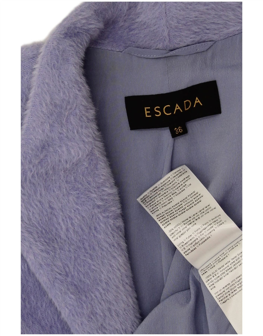 Giacca blazer aperta oversize da donna Escada EU 36 piccola lana di alpaca viola
