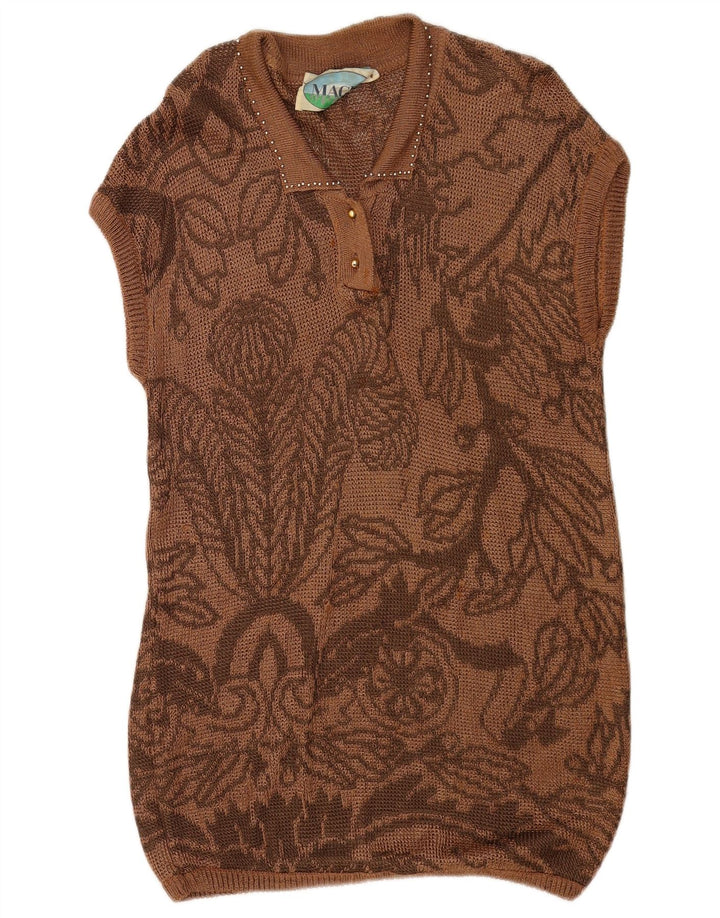 Abito maglione senza maniche da donna Magic IT 42 Viscosa floreale marrone medio
