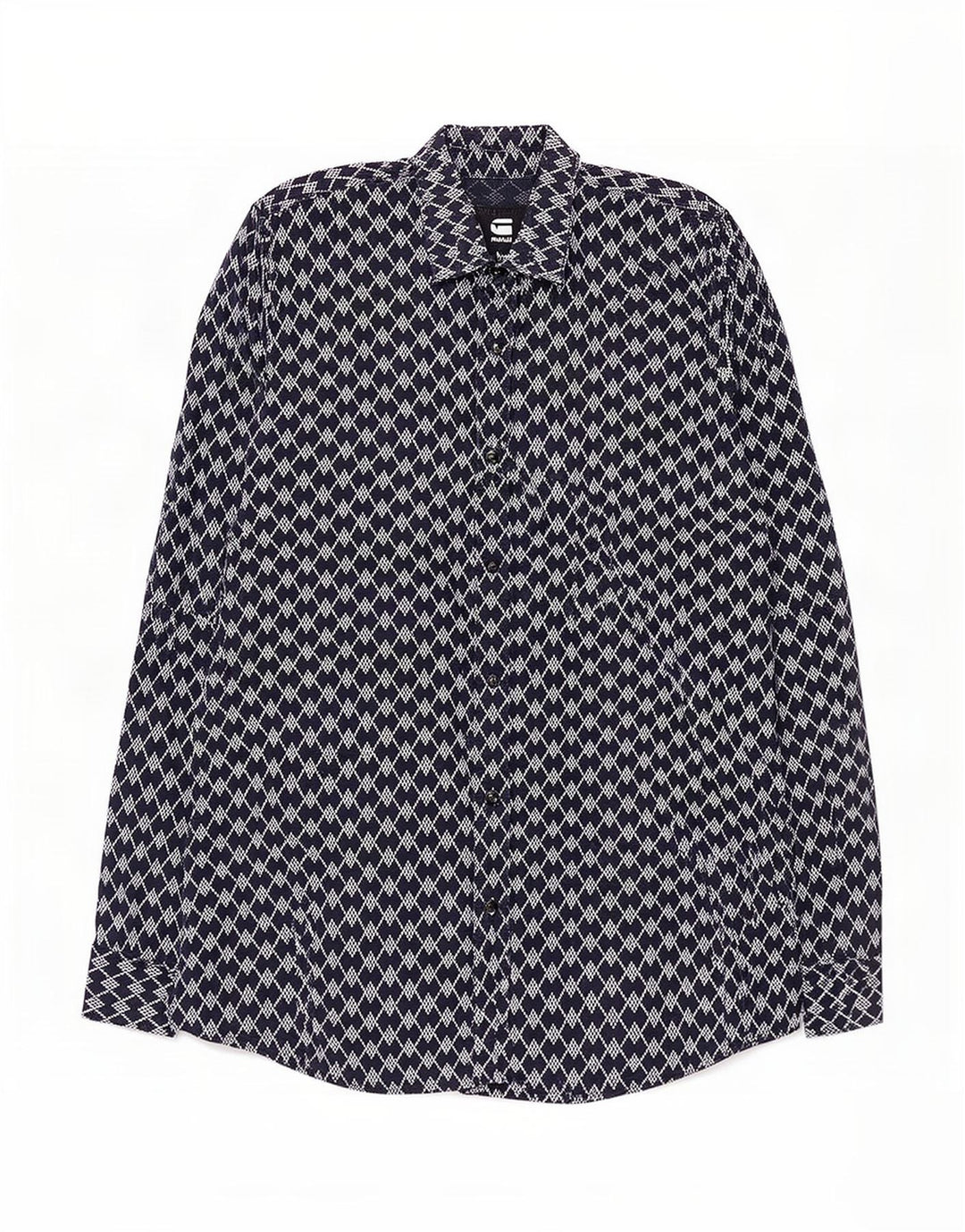 Camicia da uomo G-Star in cotone geometrico blu navy medio