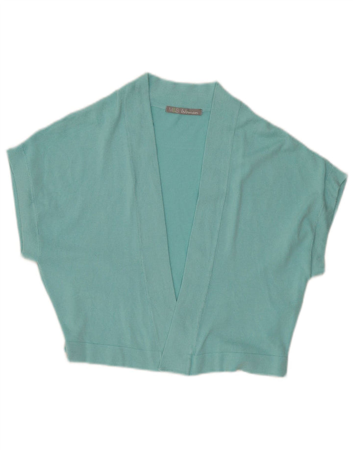 Maglione cardigan aperto corto Marks & Spencer da donna UK 12 medio turchese