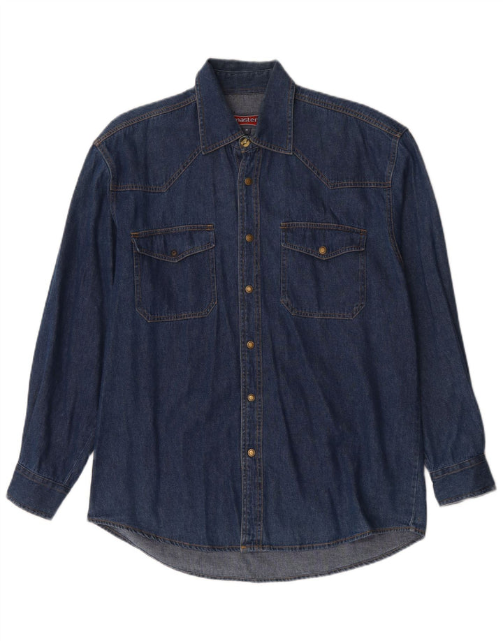 Camicia in denim da uomo Master in cotone blu medio