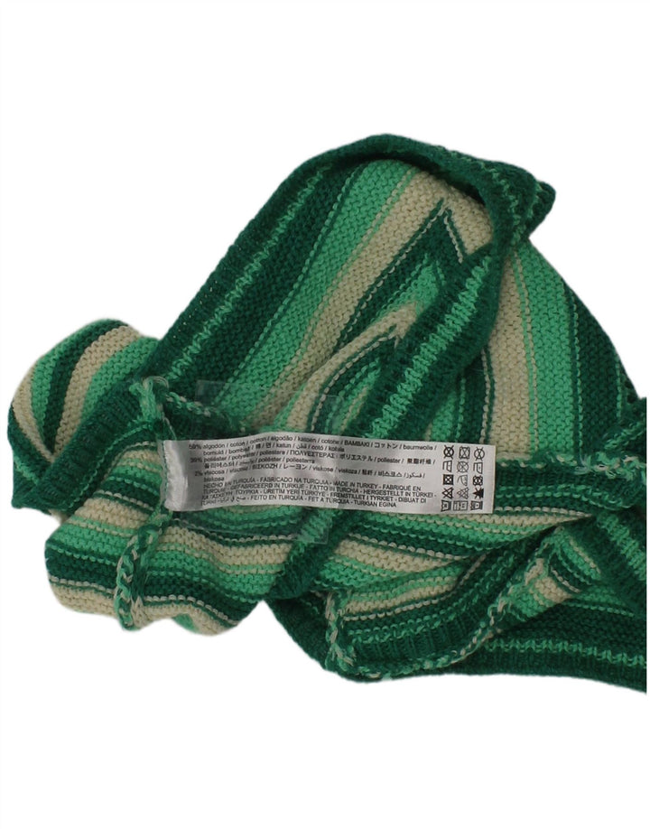 Top corto in maglia da donna Zara in cotone a righe verde medio