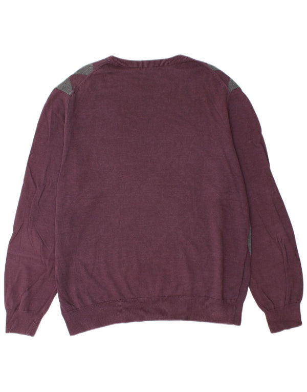 Maglione da uomo girocollo IZOD in cotone bordeaux medio a rombi/diamante