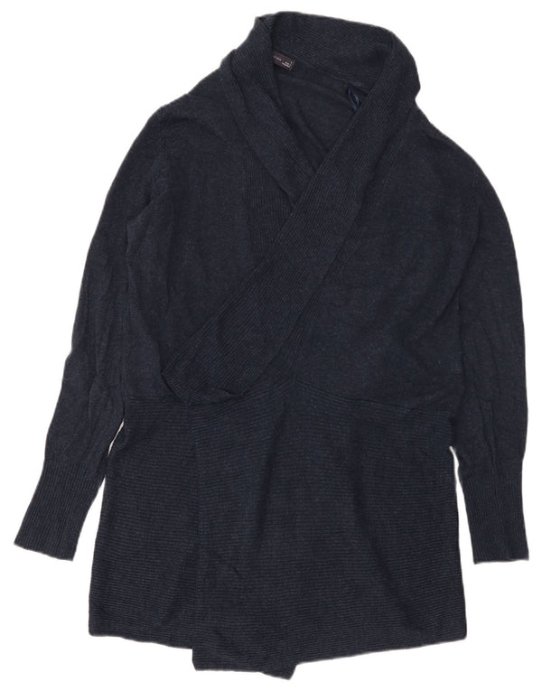 Maglione cardigan aperto lungo da donna Marks & Spencer UK 16 grande blu navy