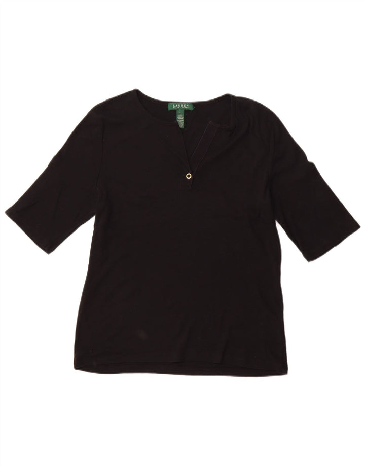 RALPH LAUREN T-shirt da donna grande grande in cotone nero
