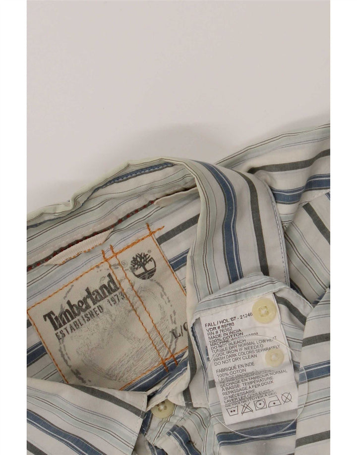 Camicia da uomo Timberland in cotone a righe grandi blu