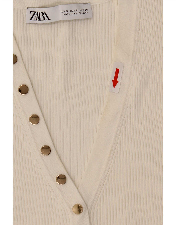 Top corto senza maniche da donna Zara UK 10 Small bianco