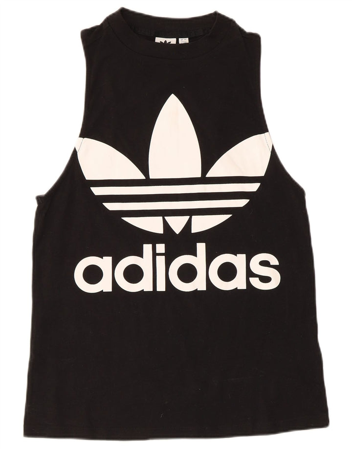 Canotta grafica da donna Adidas UK 8 piccola in cotone nero