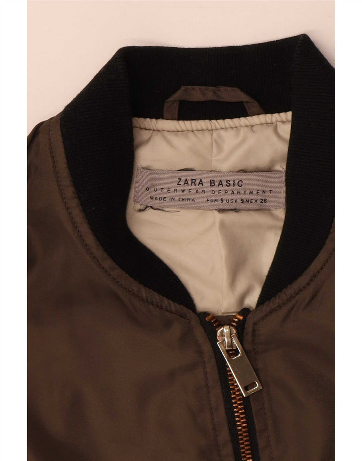 Giubbotto bomber oversize da donna Zara UK 10 Small Khaki Colourblock in poliammide