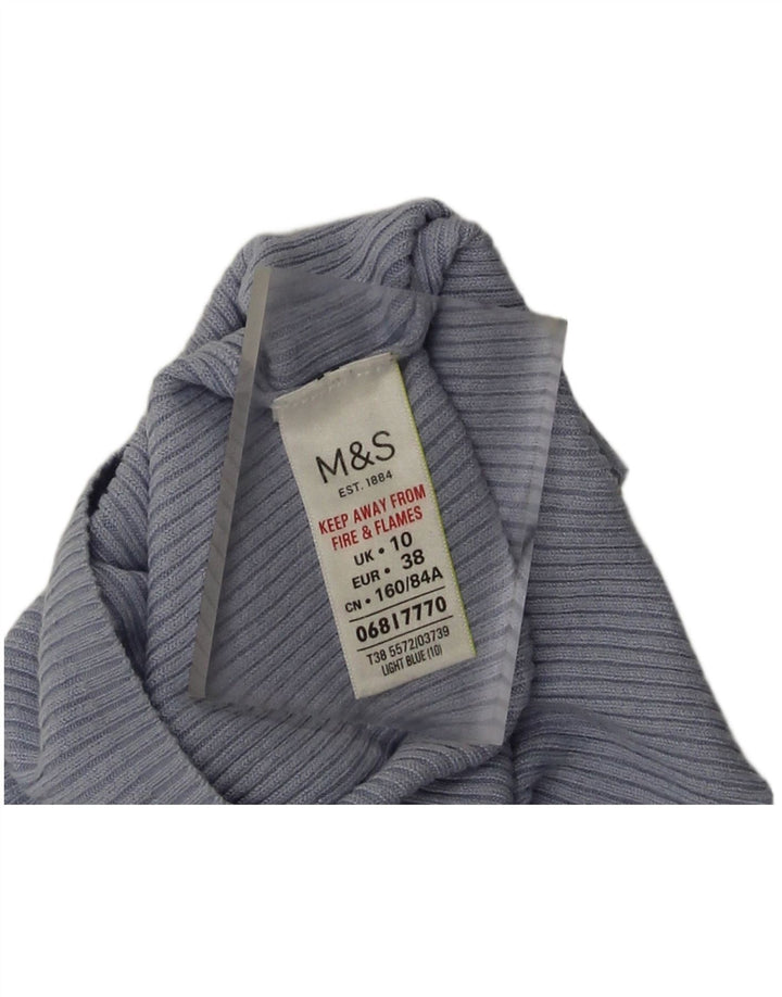Marks & Spencer Top da donna a maniche lunghe UK 10 Small Blu Viscosa