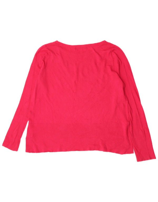 Maglione maglione con scollo a barca da donna Marks & Spencer UK 14 grande cotone rosa