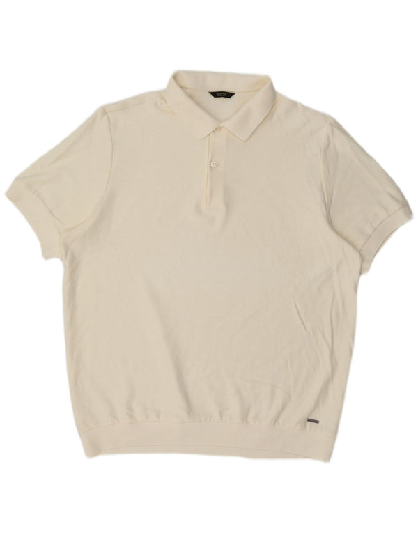 Massimo Dutti Maglione uomo a maniche corte con collo a polo grande bianco sporco