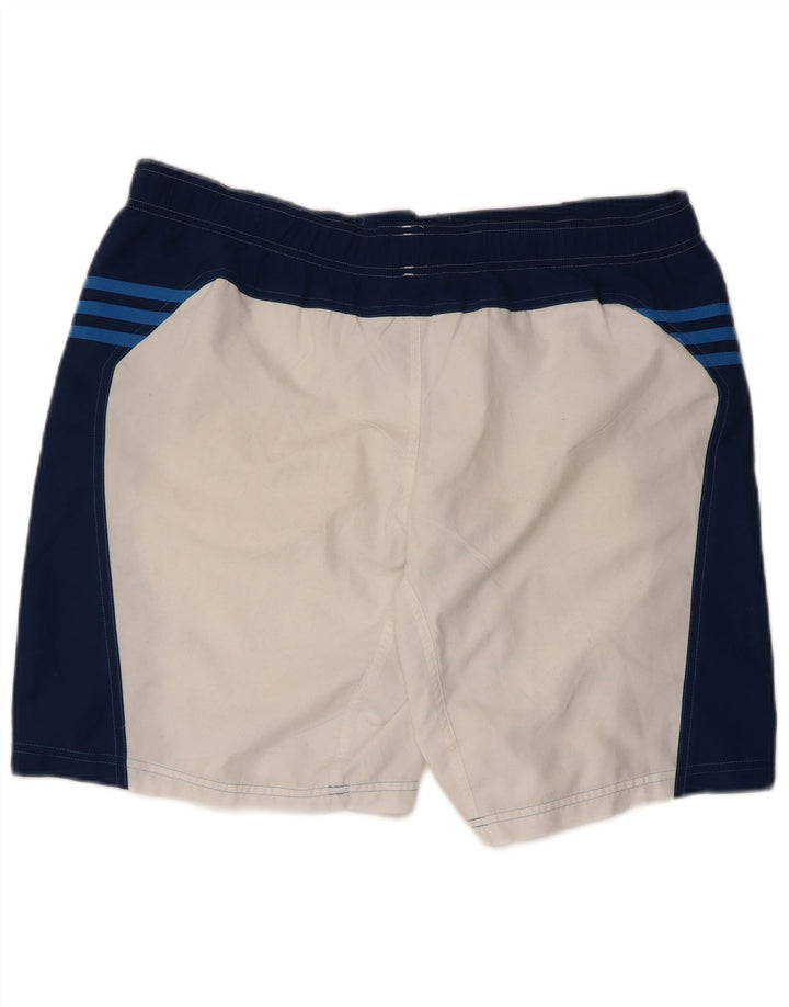 Pantaloncini da bagno con grafica Adidas da uomo, grandi, in poliestere color block bianco