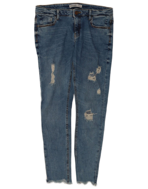Jeans skinny effetto invecchiato da donna Zara EU 40 medio W30 L26 cotone blu