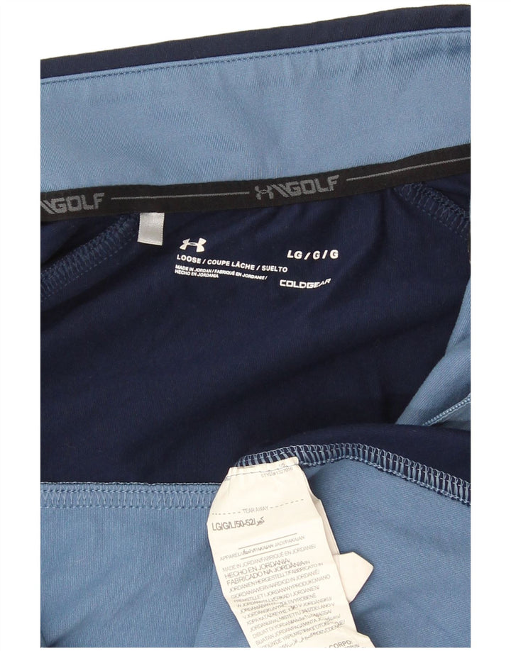Under Armour Uomo Cold Gear Pullover Tuta da ginnastica Top Large Blu Colourblock