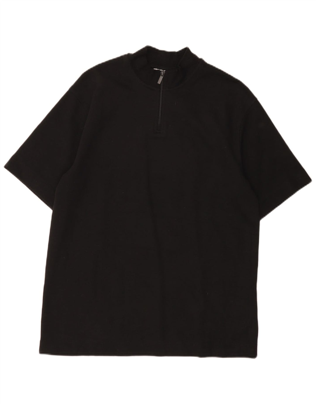 T-shirt Zara da donna con collo e zip, taglia UK 14, cotone nero medio