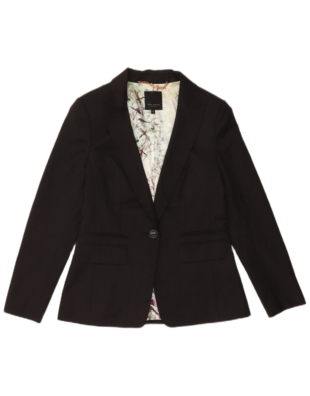 Giacca blazer da donna a 1 bottone Ted Baker taglia 3 media lana nera
