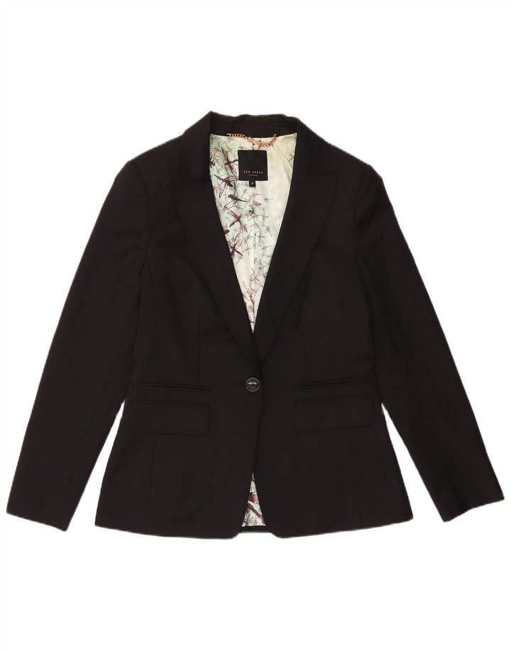 Giacca blazer da donna a 1 bottone Ted Baker taglia 3 media lana nera