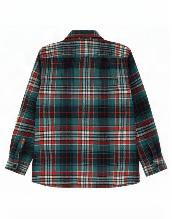 Camicia vintage in flanella da uomo a quadri grandi verdi