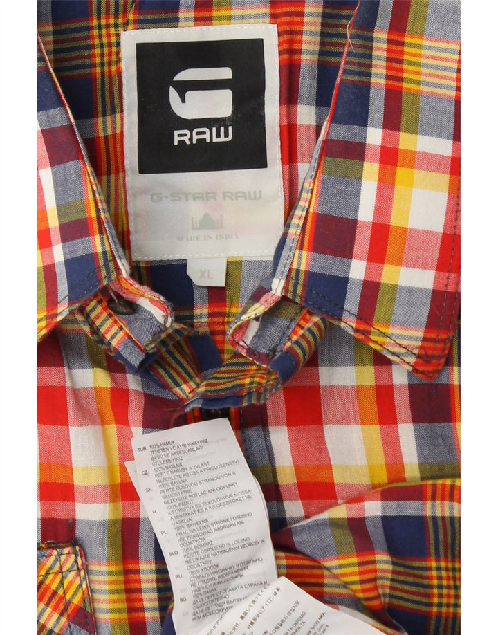 G-STAR Mens Short Sleeve Shirt XL Multicoloured Check Cotton