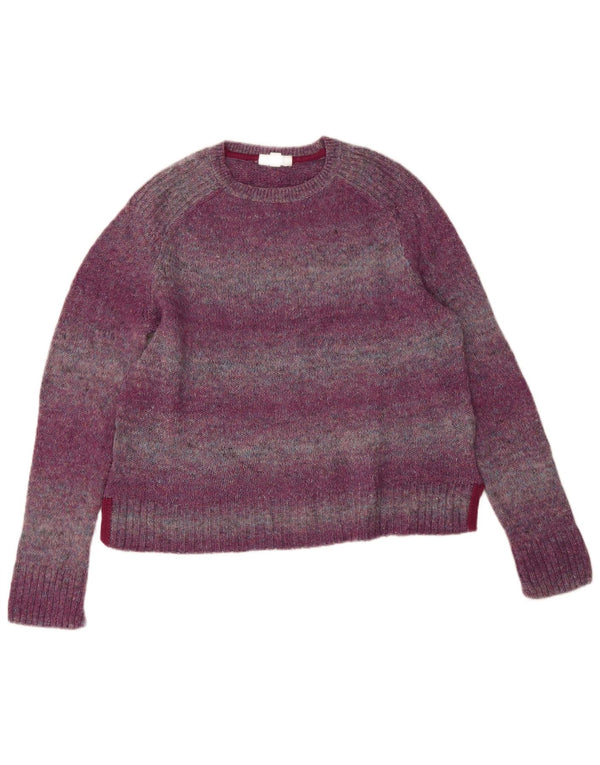 Maglione maglione con scollo a barca da donna di White Stuff UK 14 Lana a righe viola grande