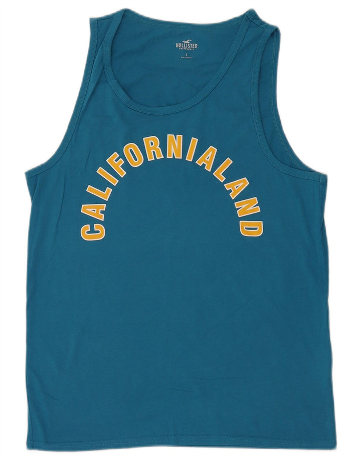 HOLLISTER Canottiera grafica da uomo piccola in cotone blu