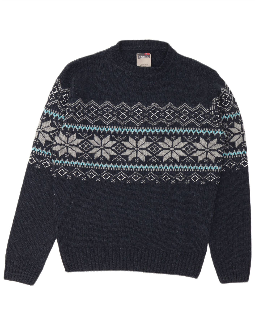 Maglione maglione girocollo da uomo Watsons EU 48/50 medio blu navy Fair Isle