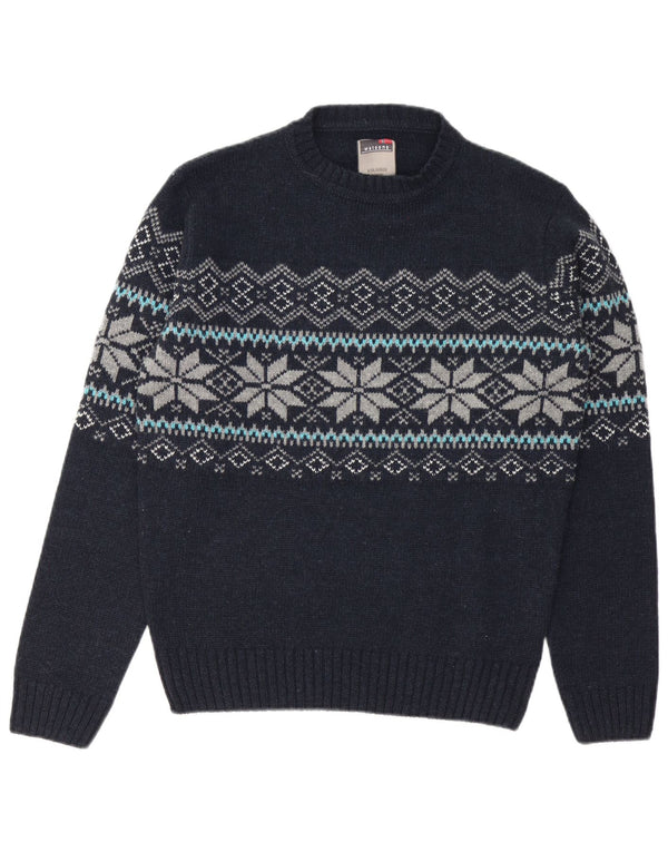 Maglione maglione girocollo da uomo Watsons EU 48/50 medio blu navy Fair Isle