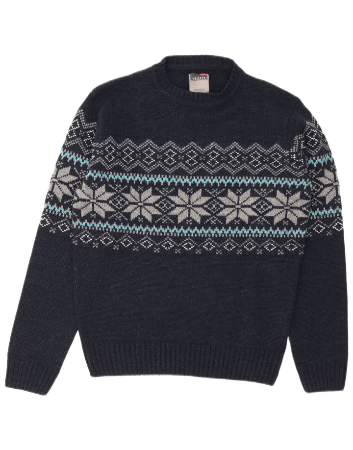 Maglione maglione girocollo da uomo Watsons EU 48/50 medio blu navy Fair Isle