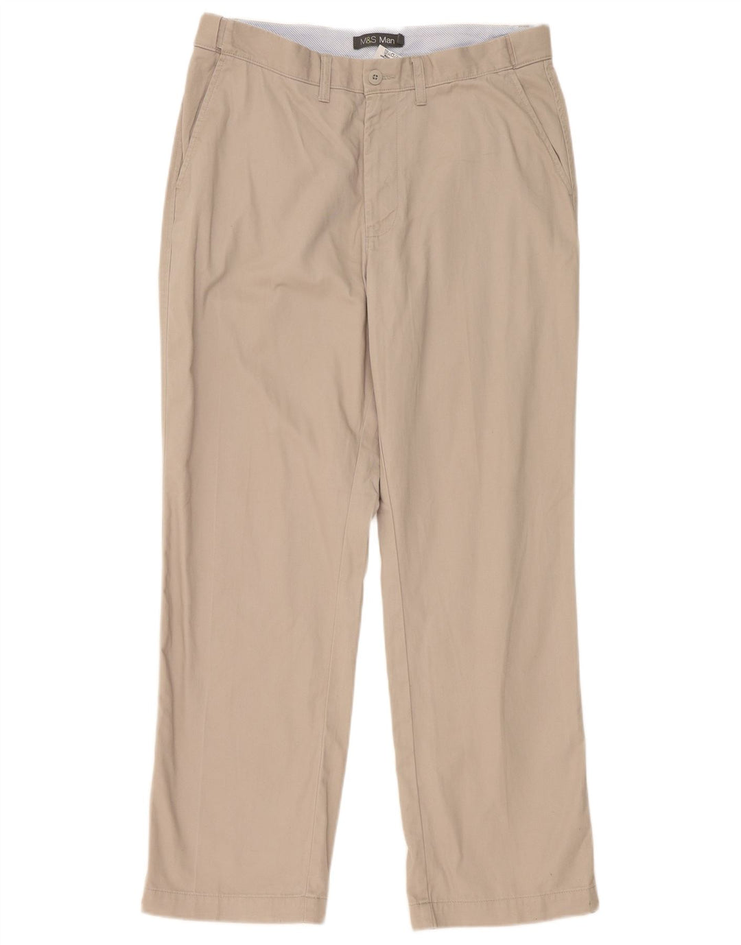 Pantaloni chino dritti da uomo Marks & Spencer W36 L31 poliestere grigio