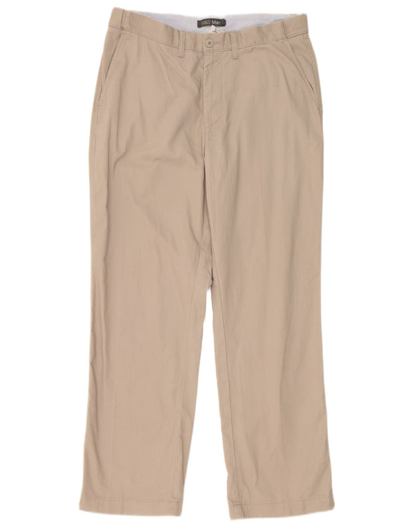 Pantaloni chino dritti da uomo Marks & Spencer W36 L31 poliestere grigio