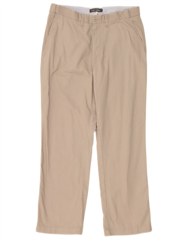 Pantaloni chino dritti da uomo Marks & Spencer W36 L31 poliestere grigio