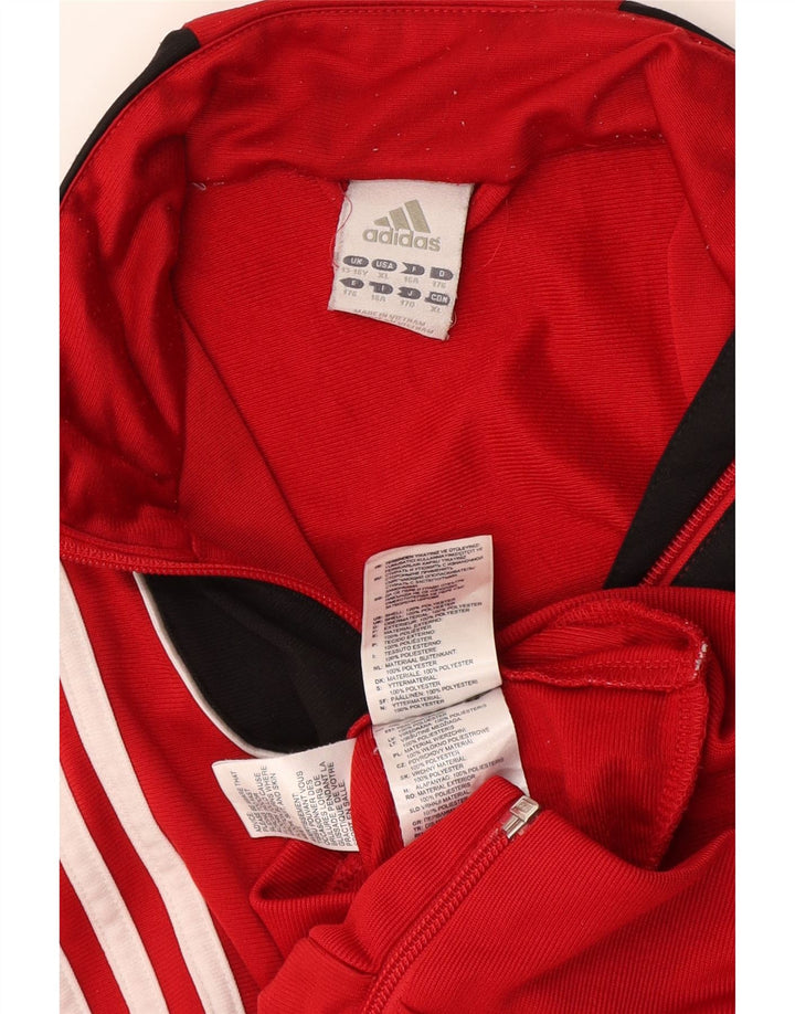 Giacca da tuta da ragazzo Adidas 15-16 anni in poliestere color block rosso